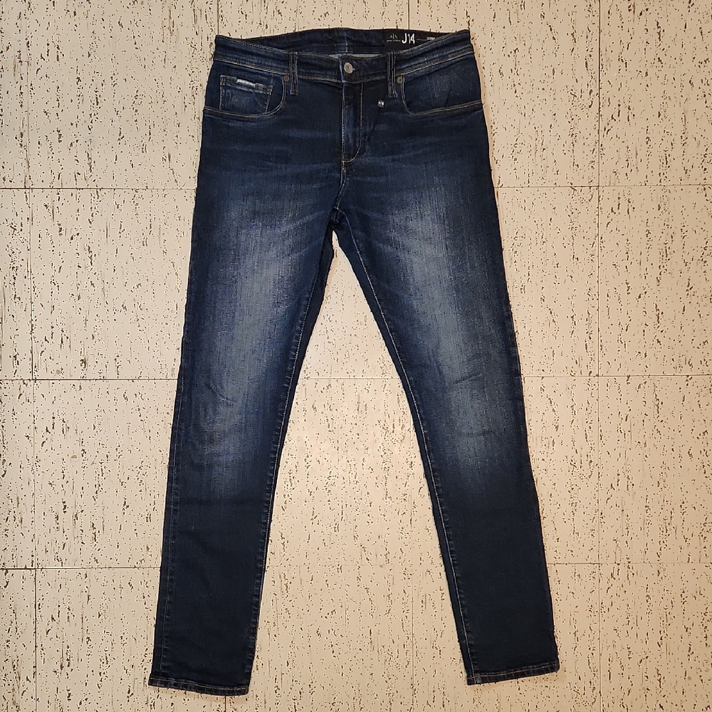 Armani Exchange J14 Premium Blue Wash Selvedge Denim Skinny Tapered Fit Jeans
